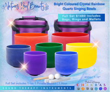 Load image into Gallery viewer, Frosted Crystal Bowls | Bright Coloured Chakra Set