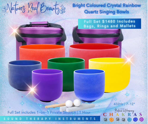 Frosted Crystal Bowls | Plain Black Chakra Set