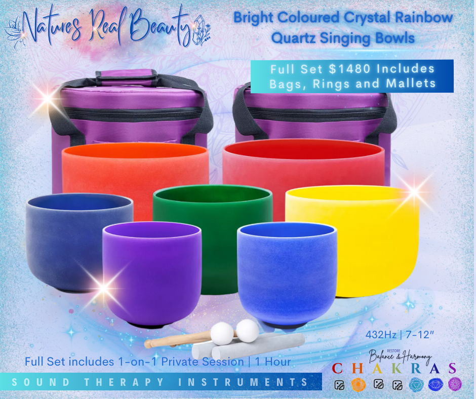 Frosted Crystal Bowls | Bright Coloured Chakra Set
