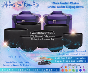 Frosted Crystal Bowls | Plain Black Chakra Set