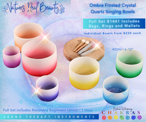 Frosted Crystal Bowls | Ombre White Chakra Set