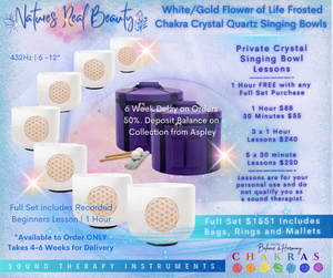 Frosted Crystal Bowls | White Flower of Life  Bowls