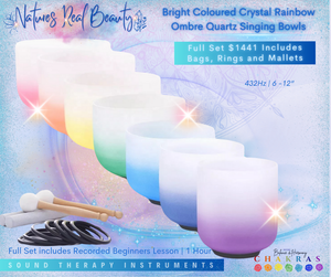 Frosted Crystal Bowls | Ombre White Chakra Set