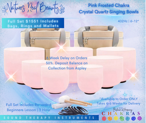 Frosted Crystal Bowls | Pink Chakra Set